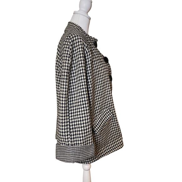 Karen Hart Women’s Black and Off-White Houndstooth Wool Blend Peacoat Size XL - Picture 6 of 9